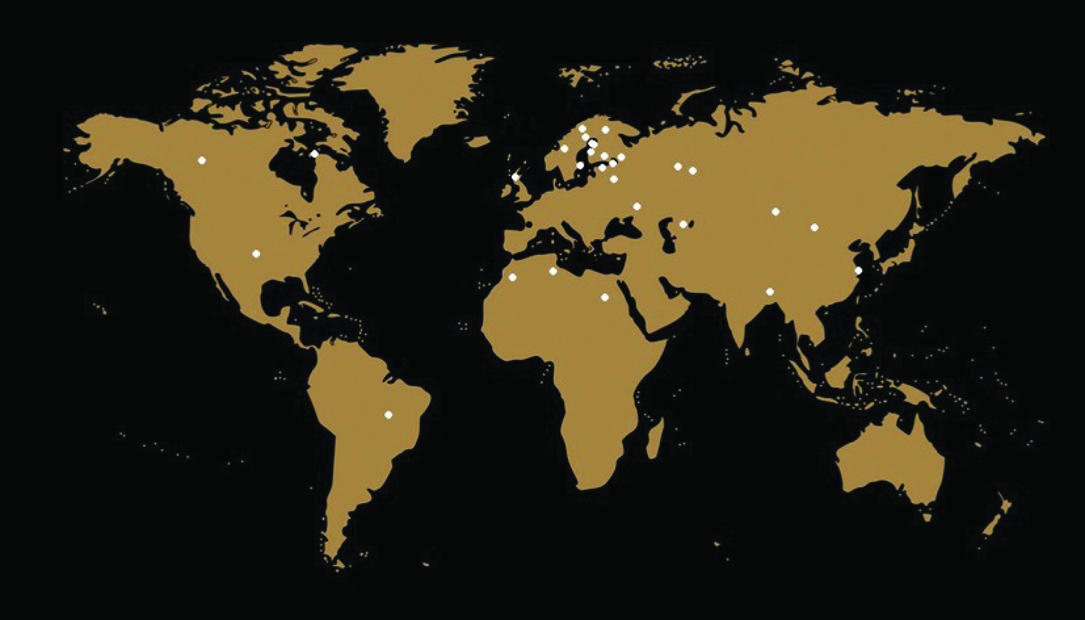 World map with ARTSAN's export countries marked in tarçın